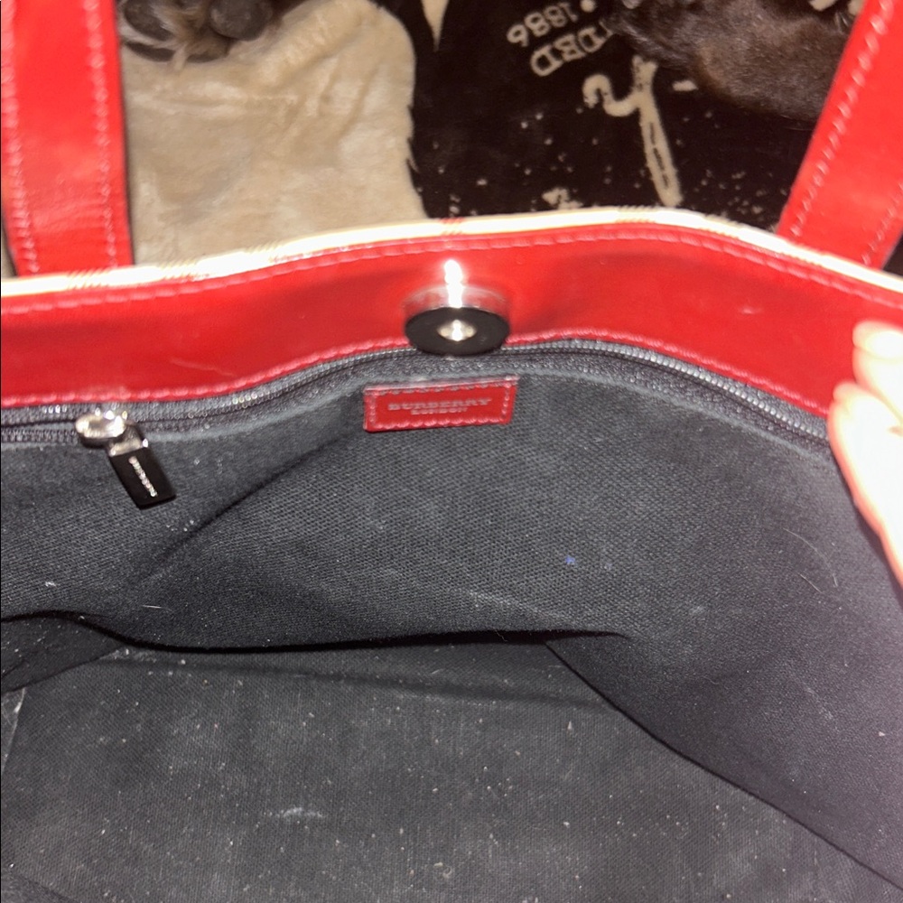 Burberry Beige and Red Plaid Tote - Picture 3 of 3